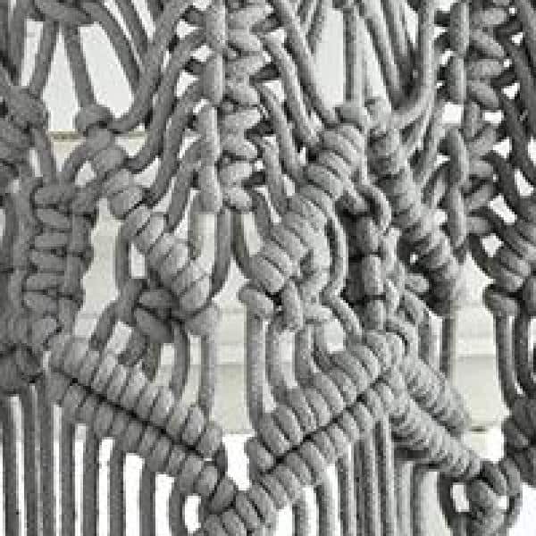 Hand-Knotted Bohemian Gray Cotton Macrame Curtain Panel - 84"x40"