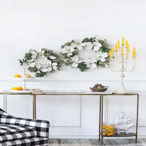 Unbranded Classic White Finish Two-Tiered Round Wooden Tray, for Fruit, Cakes and Canapes Home Accent, Assembly Required
