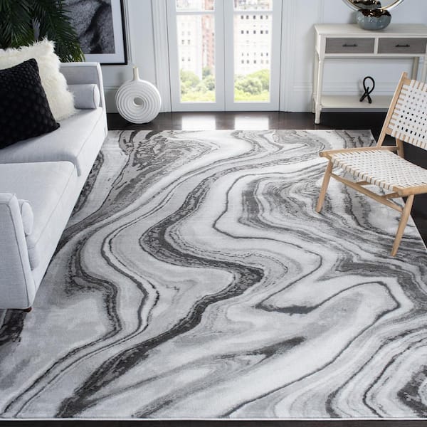 Craft Gray/Silver 12 ft. x 15 ft. Marbled Abstract Area Rug