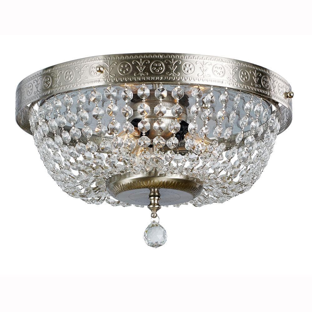 UPC 736916635646 product image for 14 in. 3-Light Brushed Nickel Flush Mount with Crystal Accents | upcitemdb.com