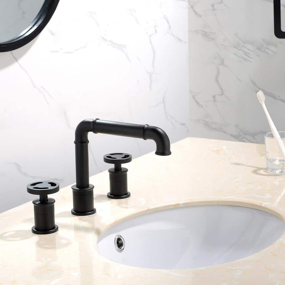 Avallon Matte Black Double-Handle Widespread Bathroom Faucet