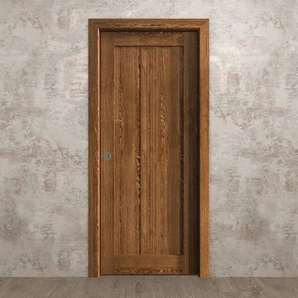 Sartodoors Assemble Required 32 in. x 80 in. Cognac Oak Solid Wood