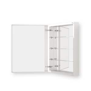 Flicker 23 in. W x 30 in. H Rectangular Aluminum or Surface-Mount Beveled Medicine Cabinet with Mirror in Silver