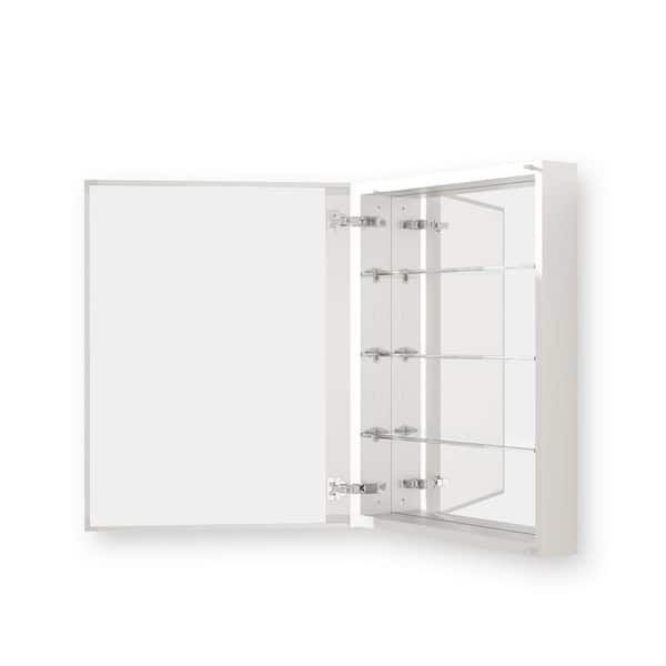 Flicker 23 in. W x 30 in. H Rectangular Aluminum Recessed/Surface Mount Medicine Cabinet with Mirror in Silver