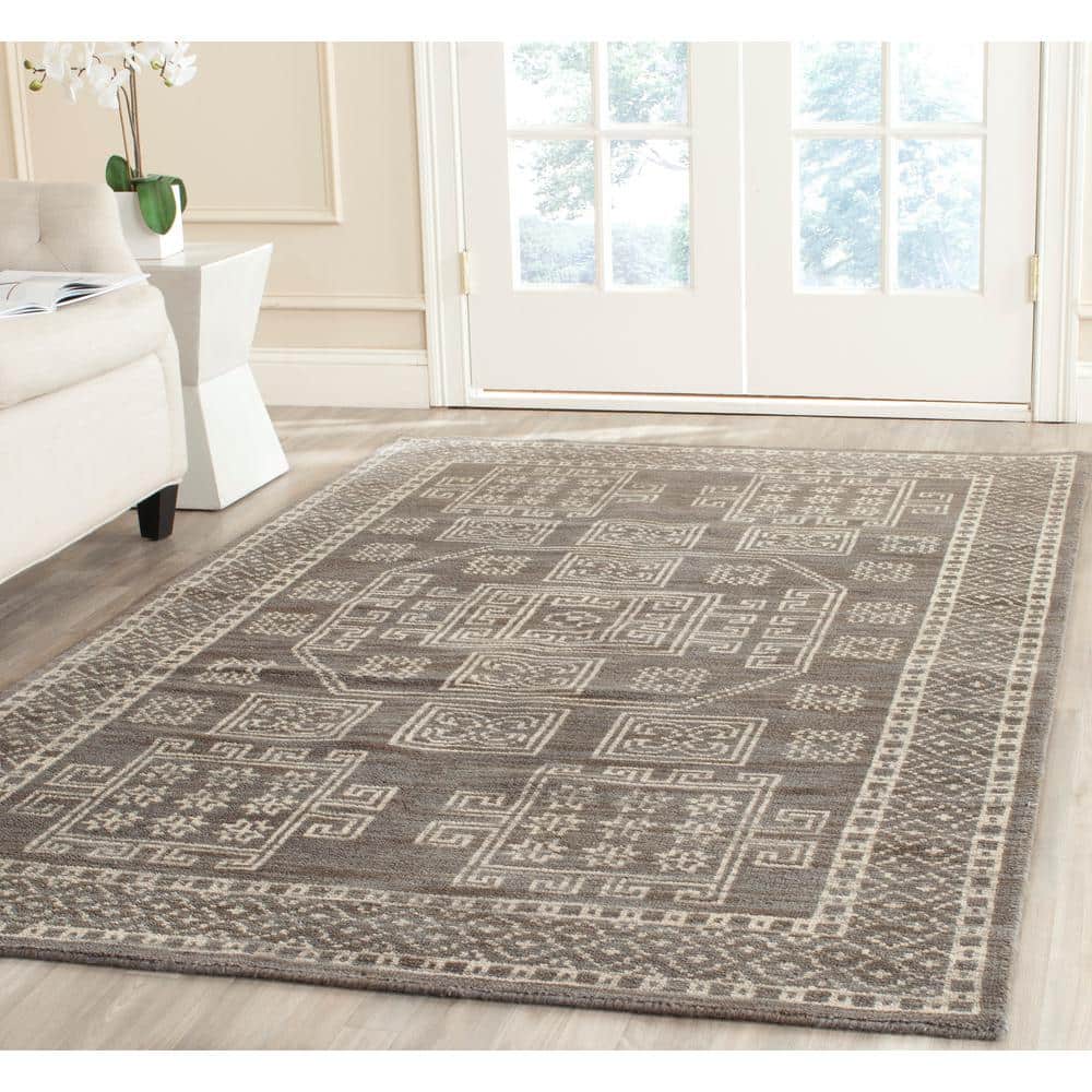 Kenya Gray Hand-Knotted Wool Square Area Rug