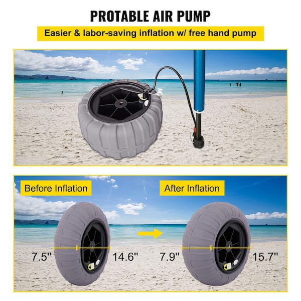 VEVOR 2-Pieces Beach Balloon Wheels 15.7 in. TPU Cart Sand Tires