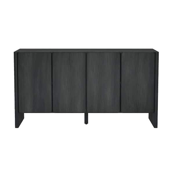 Linda Modern Charcoal Grey Composite Wood 60 in. Sideboard with 4 Adjustable Shelves