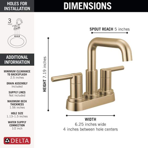 Delta Nicoli Gold 4 in. Centerset Double Handle Bathroom Faucet in
