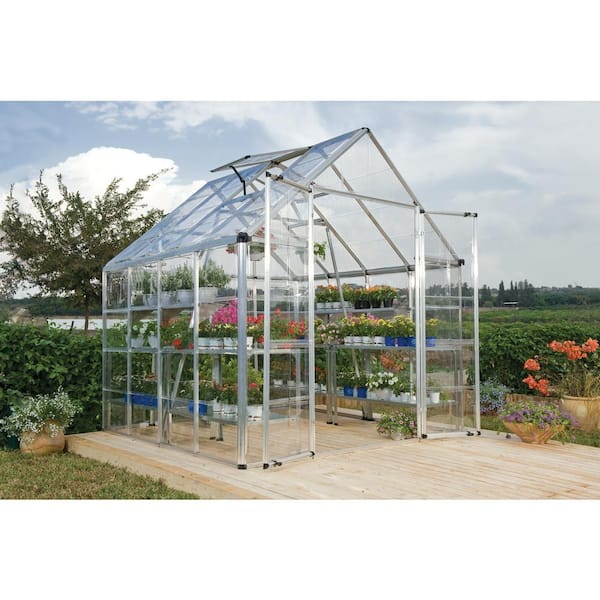 Snap and Grow 8 ft. x 8 ft. Silver/Clear Polycarbonate DIY Greenhouse Kit