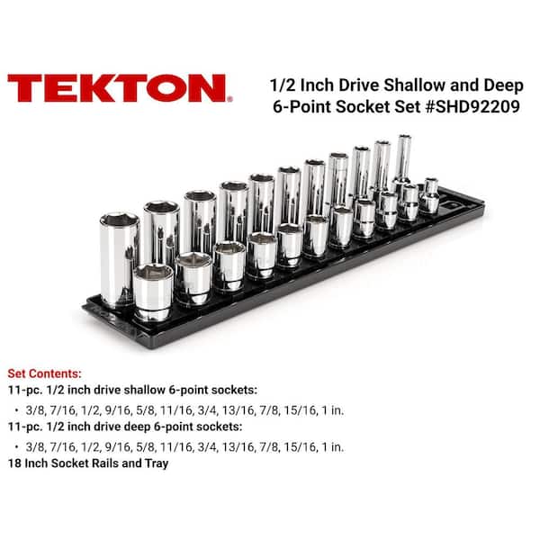 1/2 in. Drive 6-Point Socket Set with Rails (3/8 in.-1 in.) (22-Piece)