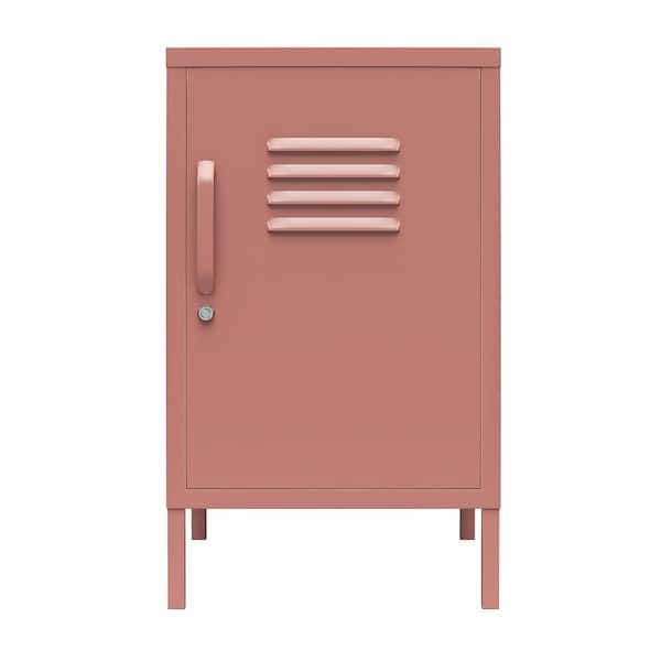 Ameriwood Cache Dusty Rose 15in. W, Rectangle Metal Locker Style Living Room End Table