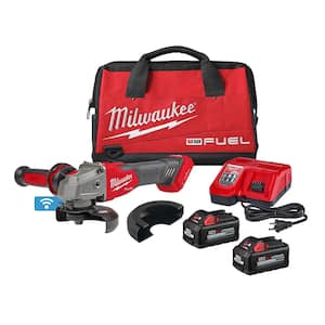 M18 FUEL 18V Lithium-Ion Brushless Cordless 4-1/2 in./5 in. Braking Grinder Kit w/Slide Switch and Two 6.0 Batteries