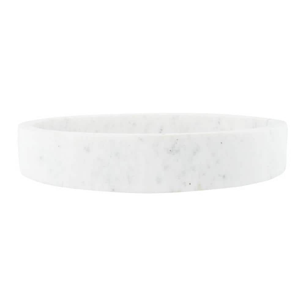 Elegant 12" Round White Marble Serving Tray with Raised Edge