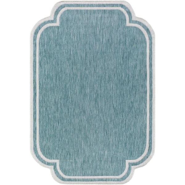 Miami Beach Aqua Traditional Solid Color2 ft. x 3 ft.  Indoor/Outdoor Area Rug