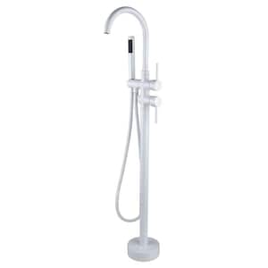 2-Handle Freestanding Tub Faucet Excellent Bathtub Faucet with Hand Shower in. Snow White