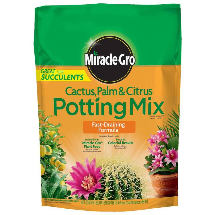 Miracle-Gro Cactus, Palm and Citrus Potting Mix 8 qt., Soil Great for Succulents, For Indoor or Outdoor Potted Plants