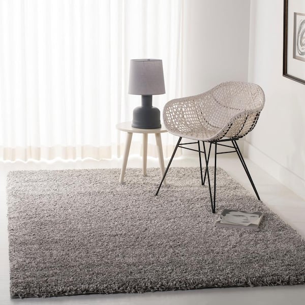 California Shag Silver 7 ft. x 10 ft. Solid Area Rug