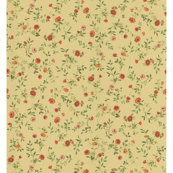 Brewster 56 sq. ft. Wash Floral Wallpaper