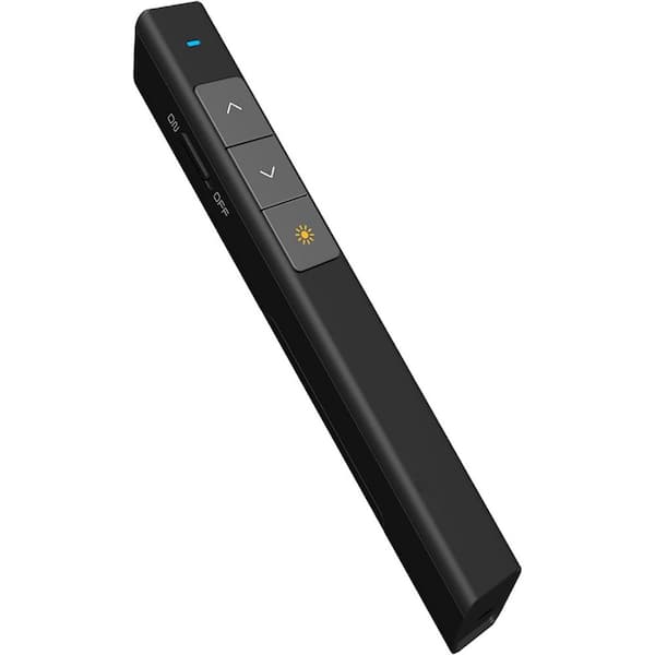Wireless Presentation Clicker Remote w/Red Light Pointer Long Range and Wide Compatibility Screen for PowerPoint Black