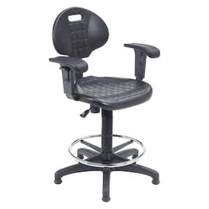 48 in. Black Kangaroo Stool Polyurethane Seat and Backrest Stool with Arms