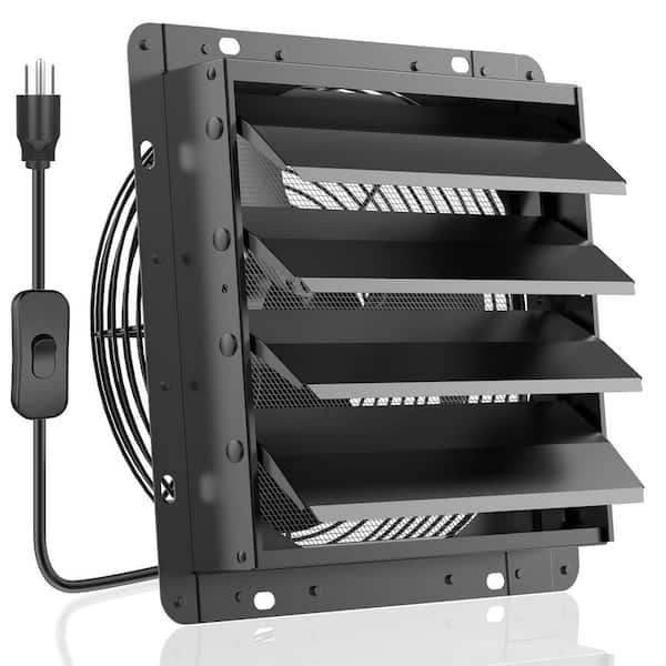 Angel Sar 14 in. 882 CFM Black Metal Shutter Exhaust Fan, 1400 RPM Vent Fan for Shed Garage Greenhouse
