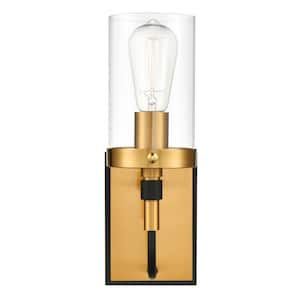 Emme 1-Light Black/Brushed Brass Vanity Light