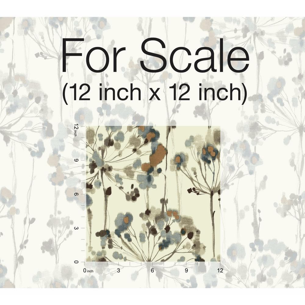 Teal Floral Grasscloth Peel and Stick Wallpaper