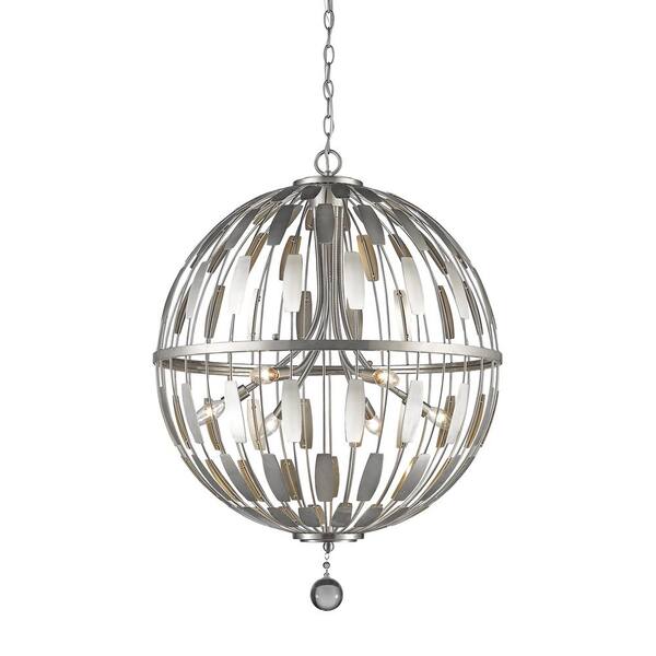 Unbranded Almet 60-Watt 6-Light Brushed Nickel Cage Pendant Light with No Bulb Included