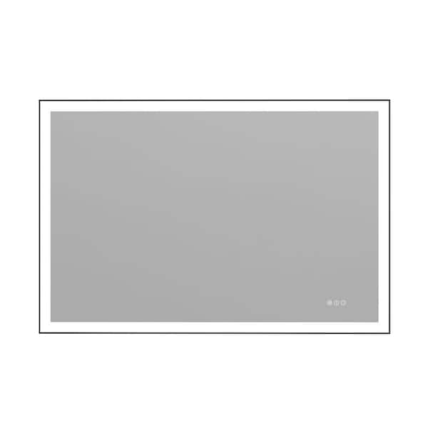 48 in. W x 32 in. H Large Rectangular Framed Anti-Fog Wall-Mounted LED Bathroom Vanity Mirror in Tempered Glass