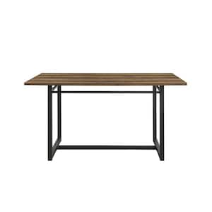 60 in. Rectangle Rustic Oak Wood-Top Modern Dining Table with Metal Legs (Seats 6)