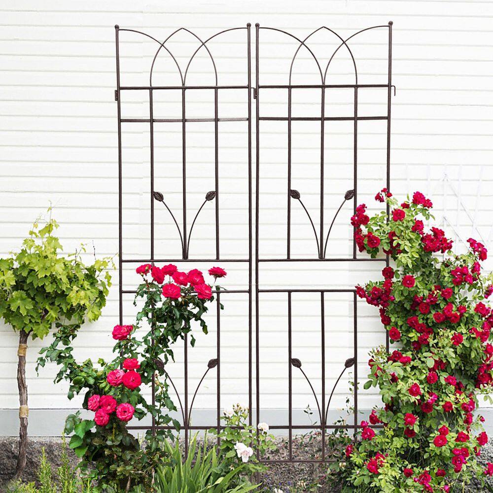 71 in. Brown Metal Garden Trellis for Climbing Plants Rustproof Outdoor Flower Support (2-Pack) price history on PriceWatchPro