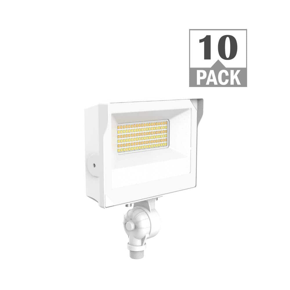 ETi 100-Watt Equivalent 1900-4900 Lumens White Integrated LED Flood Light Adjustable and CCT with Photocell (10-Pack)