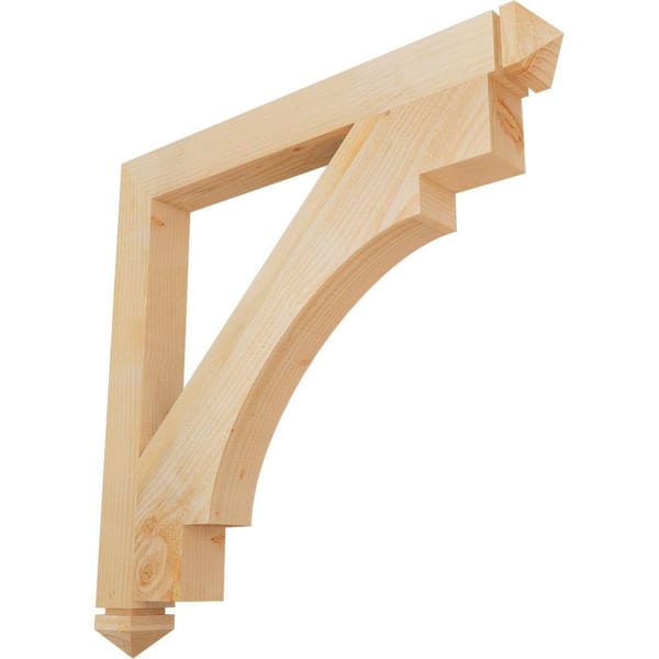 Ekena Millwork 4 in. x 38 in. x 38 in. Douglas Fir Merced Arts and Crafts Rough Sawn Bracket