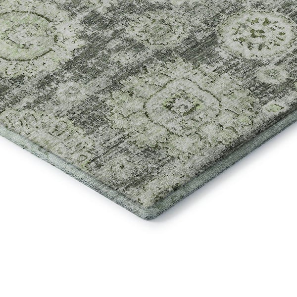 Mayfield Premium Machine Washable Indoor/Outdoor Geometric AMF634 Aloe 1 ft. 8 in. x 2 ft. 6 in. Area Rug