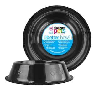 Embossed Non-Tip Stainless Steel Cat/Dog Bowl, Black Chrome