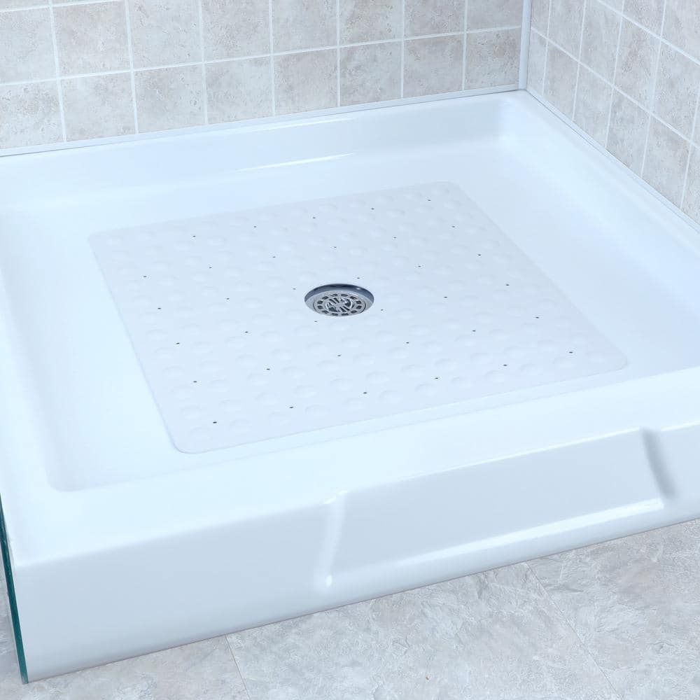 SlipX Solutions Square Rubber Safety Shower Mat - White