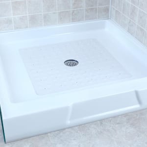 21 in. x 21 in. Square Rubber Safety Shower Mat with Microban in White