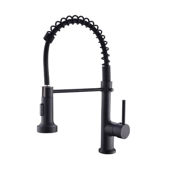 Satico Single Handle Pull Down Sprayer Kitchen Faucet with Dual Function Sprayhead in Matte Black