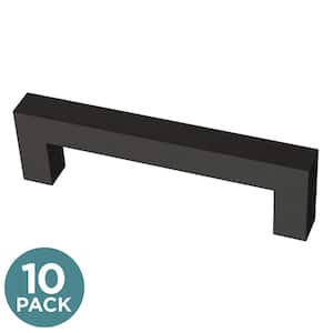 Modern Square 3-3/4 in. (96 mm) Matte Black Cabinet Drawer Pull Bar with Open Back Design (10-Pack)