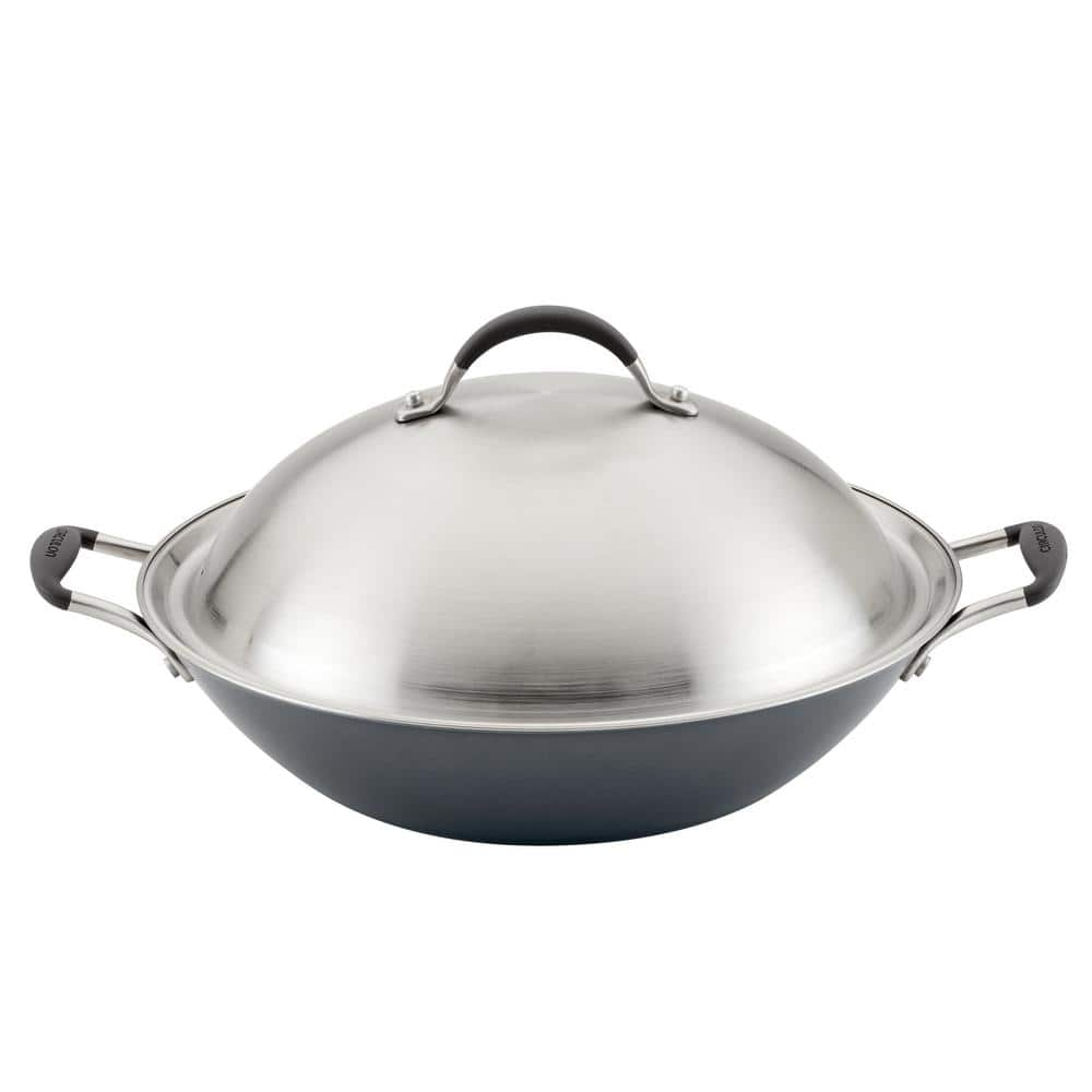 Circulon A1 Series 14 in. Graphite Aluminum Nonstick Induction Wok with Lid