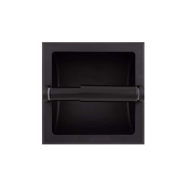 FORIOUS Matte Black Recessed Spring-Loaded Toilet Paper Holder | LL0204B