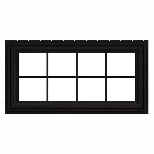 JELD-WEN 48 in. x 24 in. V-4500 Series Black FiniShield Vinyl Awning Window with Colonial Grids/Grilles