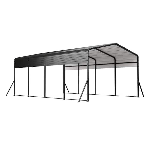 13 ft. W x 20 ft. D x 8.9 ft. H Black Hardtop Galvanized Steel Portable Carport durable construction