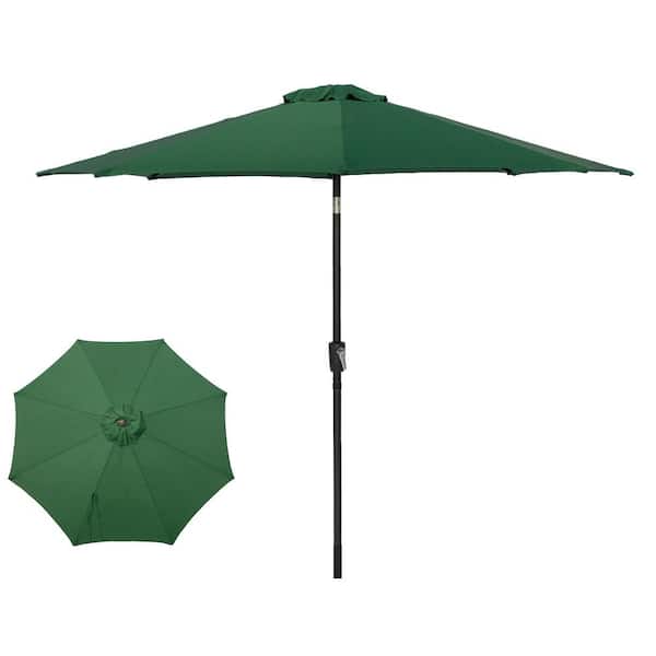 Suna OUTDOOR 9 ft. Market Aluminum Crank and Tilt Patio Umbrella in green