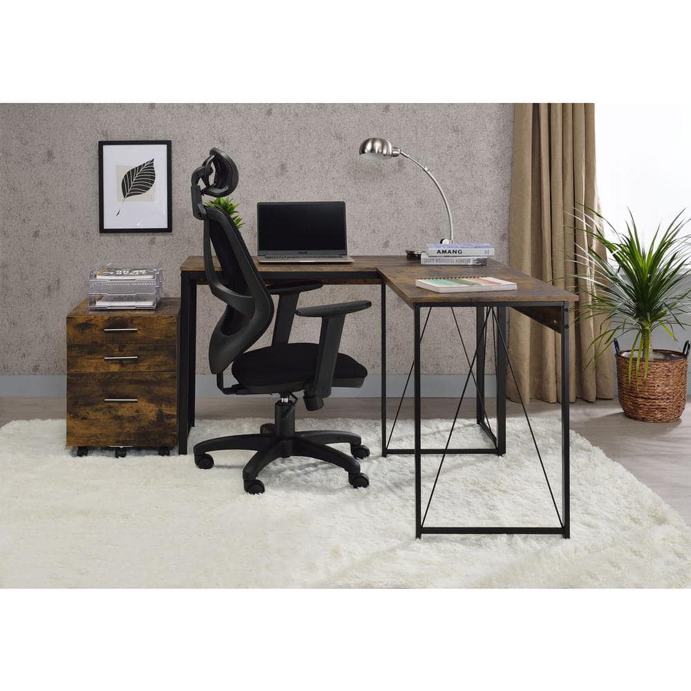 Small Rustic Black Wood Writing Desk with Drawer