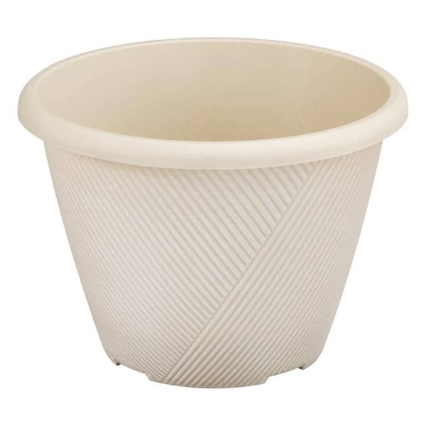 11 in. Eleanora Cream Plastic Self-Watering Planter (11 in. D x 7.9 in. H)
