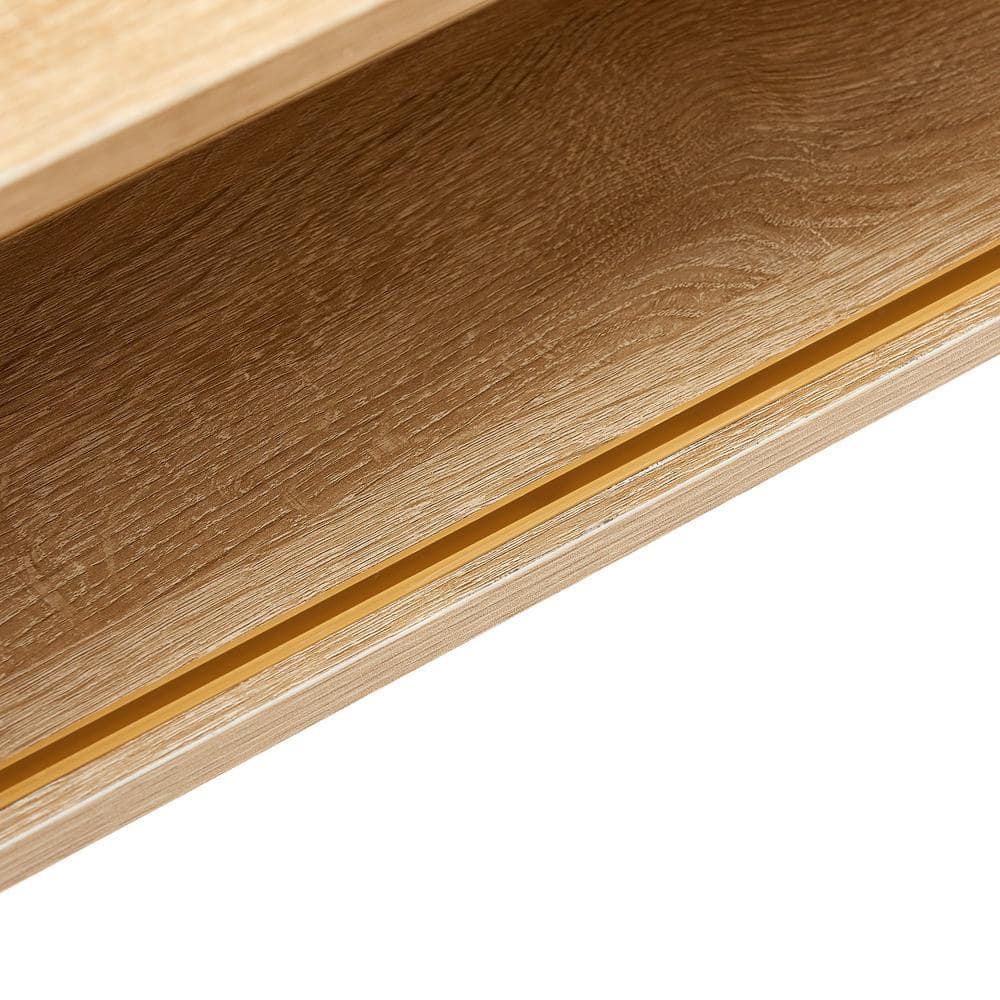 Natural Wood and MDF Rectangular Coffee Table with Rattan Detail
