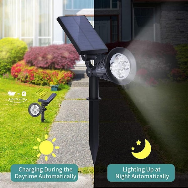 eLEDing Solar Powered 6-Watt Black Outdoor Integrated LED Landscape Flood  Light with Bright Selectable for Safety and Decoration EE805W-SFLH - The  Home Depot