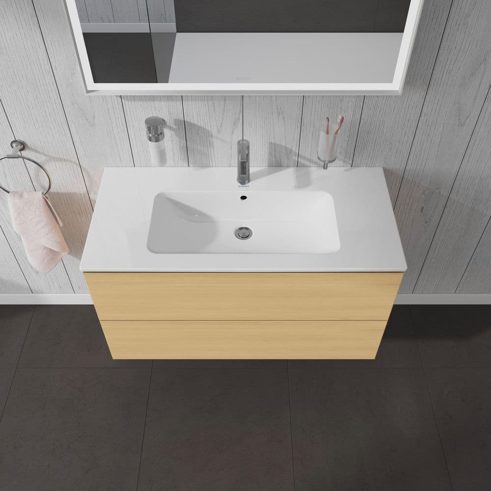 Natural Oak Wall Mounted Single Bathroom Vanity Base