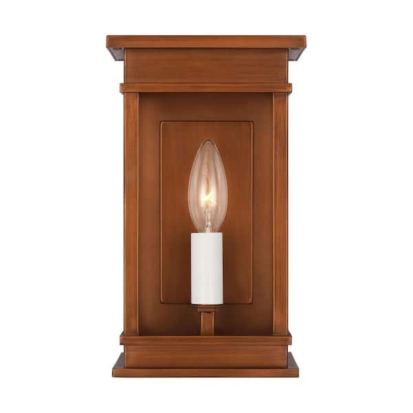 Generation Lighting Cupertino 10.25 in. H Natural Copper Outdoor Hardwired Mini Wall Lantern Sconce with No Bulbs Included